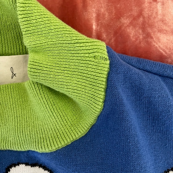 Blue and Green Worm Hugs Turtleneck Sweater, XS - Picture 5 of 6
